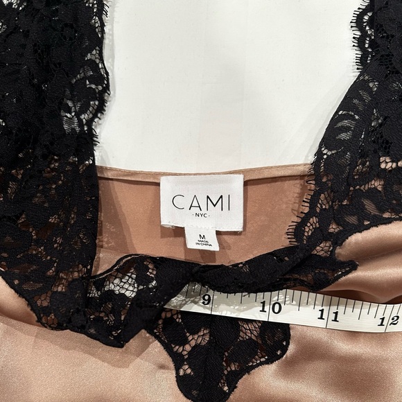 NWT NYC Cami silk charmeuseBlack lace sheer trim Sz M - Picture 8 of 11